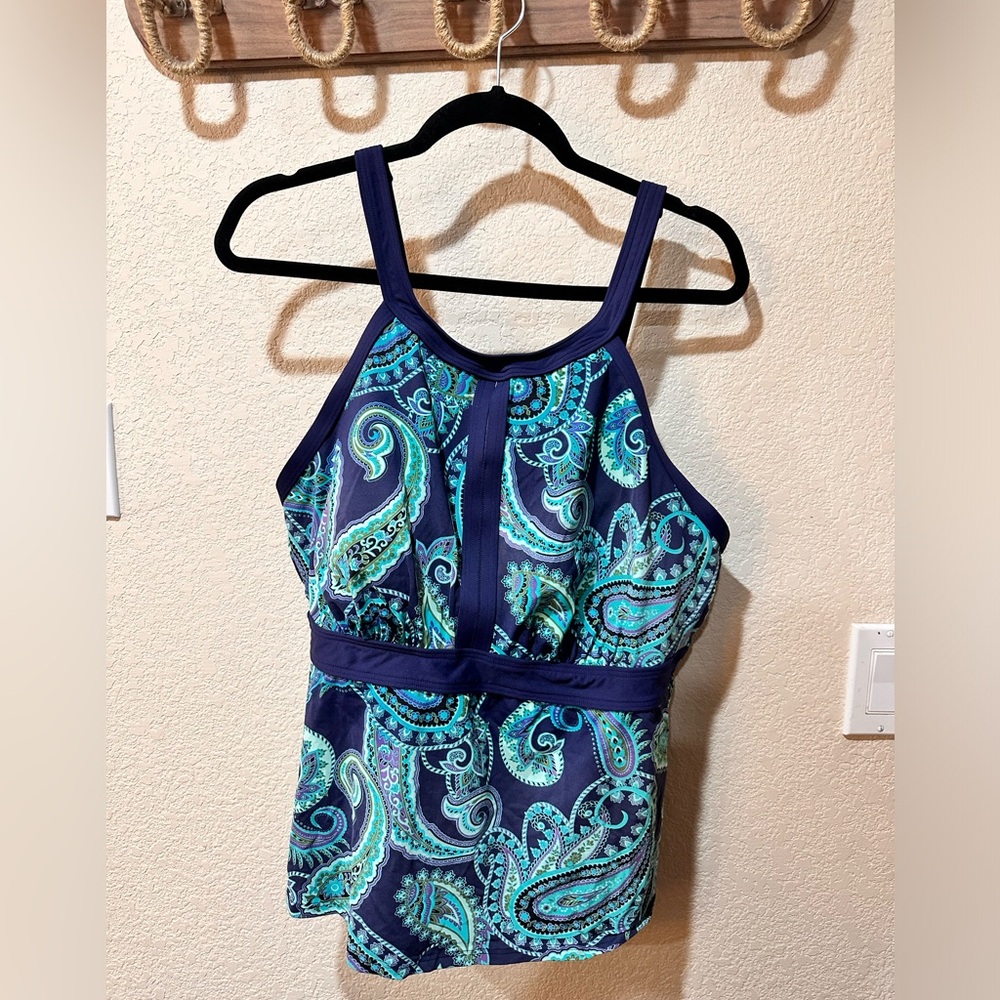 Lands End, Navy Paisley tankini 18W DDD
